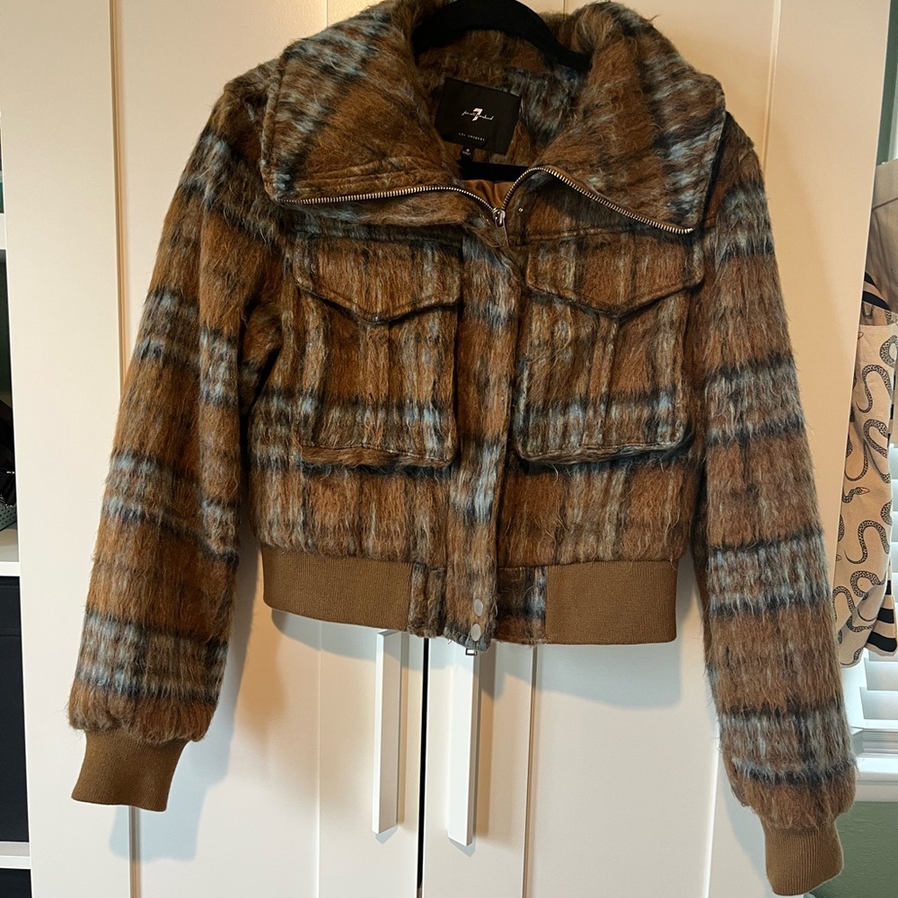 7 For All Mankind Alicia Plaid Bomber Jacket - Picture 2 of 3